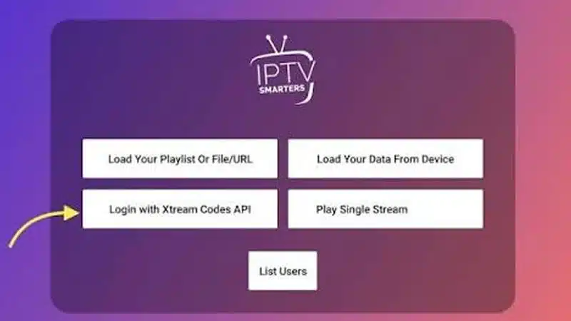 Entering Xtream Codes API login credentials in IPTV Smarters Pro